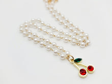 Load image into Gallery viewer, Pearl cherry Choker Necklace - Trendy Pearl necklace Gold tone