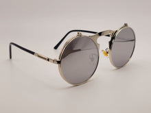 Load image into Gallery viewer, Steampunk Goggles Glasses Round Sunglasses Emo Retro Vintage Flip Up Silver