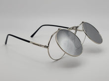 Load image into Gallery viewer, Steampunk Goggles Glasses Round Sunglasses Emo Retro Vintage Flip Up Silver