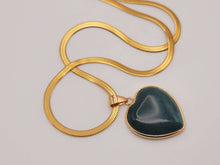 Load image into Gallery viewer, Crystal Choker Necklace Gold Tone Wrapped Indian Agate Healing Crystal Heart
