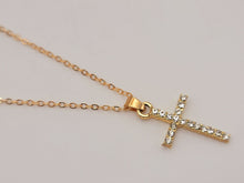 Load image into Gallery viewer, Dainty Necklace - Cross Necklace Handmade Gold Tone necklace & silver tone