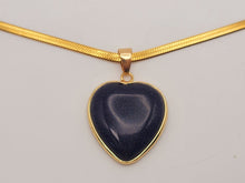 Load image into Gallery viewer, Choker Necklace Gold Tone Blue Sandstone Healing Crystal Heart Necklace