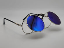 Load image into Gallery viewer, Steampunk Goggles Glasses Round Sunglasses Emo Retro Vintage Flip Up Blue
