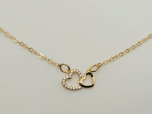 Load image into Gallery viewer, Minimalist Heart necklace simple necklace, dainty Golden necklace, Double Heart