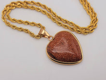Load image into Gallery viewer, Crystal Choker Necklace Gold Tone Wrapped Gold Sandstone Healing Crystal Heart