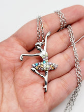 Load image into Gallery viewer, Ballerina Charm Necklace, Dancer Necklace, Ballet Gift, Silver Tone