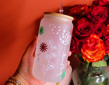 Load image into Gallery viewer, Cute Flower Beer Can Glass |Floral Beer Can Glass |Aesthetic Coffee Glass| 16 oz