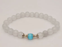Load image into Gallery viewer, Selenite Cat eye Genuine bead bracelet stretch 19 inches, Beautiful gift for her,
