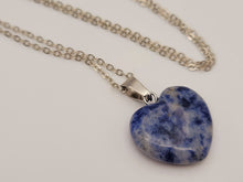 Load image into Gallery viewer, Heart Shaped Blue Soladite Handmade Necklace Hexagon Chain Silver Tone