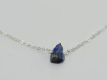 Load image into Gallery viewer, Silver tone Lapis Lazuli Small Raw Crystal Necklace - Minimalist Gifts, Summer Jewelry