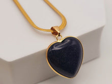 Load image into Gallery viewer, Choker Necklace Gold Tone Blue Sandstone Healing Crystal Heart Necklace