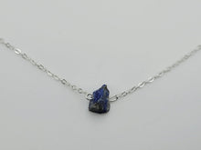 Load image into Gallery viewer, Silver tone Lapis Lazuli Small Raw Crystal Necklace - Minimalist Gifts, Summer Jewelry