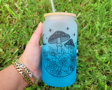 Load image into Gallery viewer, Mushroom Beer Can Glass | Boho Mushroom Coffee Glass | Aesthetic Coffee Glass | 16 oz