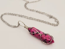 Load image into Gallery viewer, Pink Dalmatian Wire Wrapped Point Necklace Perfect gift for her / Him