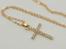 Load image into Gallery viewer, Dainty Necklace - Cross Necklace Handmade Gold Tone necklace & silver tone