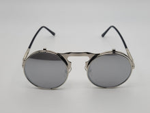 Load image into Gallery viewer, Steampunk Goggles Glasses Round Sunglasses Emo Retro Vintage Flip Up Silver