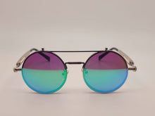 Load image into Gallery viewer, Steampunk Goggles Glasses Round Sunglasses Emo Retro Vintage Blue Pinkish