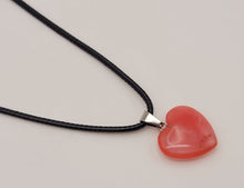 Load image into Gallery viewer, Crystal Necklace Silver Tone Strawberry Quartz Heart Pendant Necklace Handmade