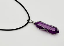 Load image into Gallery viewer, Crystal Necklace Silver Wire Wrapped Purple Garnet Healing point Necklace