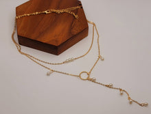 Load image into Gallery viewer, Dainty Pearl Drop Necklace, Minimalist Gold Filled Lariat, Bridesmaid Gift