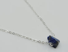 Load image into Gallery viewer, Silver tone Lapis Lazuli Small Raw Crystal Necklace - Minimalist Gifts, Summer Jewelry