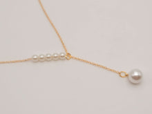Load image into Gallery viewer, Pearl Pendant necklace, 18mm gold plated pewter charm, Round Pearl Necklace