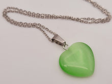 Load image into Gallery viewer, Natural Heart Shaped Cat Eye Handmade Pendant Necklace Chain