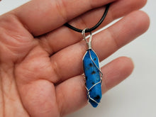 Load image into Gallery viewer, Blue Dalmation Jasper Handmade Point Necklace Silver Tone