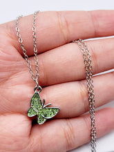 Load image into Gallery viewer, Rhinestone Butterfly Necklace - Trendy Butterfly necklace Silver tone