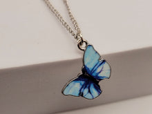Load image into Gallery viewer, Blue Butterfly Necklace - Trendy Butterfly necklace Silver tone