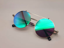Load image into Gallery viewer, Steampunk Goggles Glasses Round Sunglasses Emo Retro Vintage Blue Pinkish