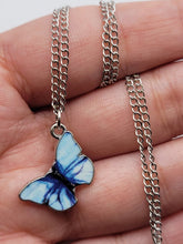 Load image into Gallery viewer, Blue Butterfly Necklace - Trendy Butterfly necklace Silver tone