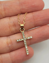 Load image into Gallery viewer, Dainty Necklace - Cross Necklace Handmade Gold Tone necklace & silver tone