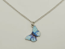 Load image into Gallery viewer, Blue Butterfly Necklace - Trendy Butterfly necklace Silver tone