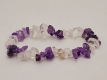 Load image into Gallery viewer, Amethyst & Clear Quartz Healing Bracelet Chip Bracelet Stretch