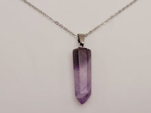 Load image into Gallery viewer, Silver Tone Amethyst Point Necklace - Daily Wear, Perfect Gift for Her or Him Unisex,