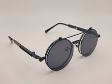 Load image into Gallery viewer, Steampunk Goggles Glasses Round Sunglasses Emo Retro Vintage Black