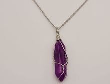 Load image into Gallery viewer, Crystal Necklace Silver Wire Wrapped Purple Garnet Healing point Necklace