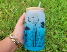 Load image into Gallery viewer, Mushroom Beer Can Glass | Boho Mushroom Coffee Glass | Aesthetic Coffee Glass | 16 oz