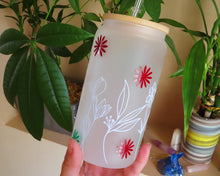 Load image into Gallery viewer, Cute Flower Beer Can Glass |Floral Beer Can Glass |Aesthetic Coffee Glass| 16 oz