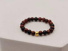 Load image into Gallery viewer, Midi Rings With Garnet Crystals. 1 Golden bead Stretch Ring