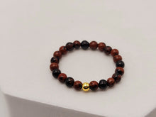 Load image into Gallery viewer, Midi Rings With Garnet Crystals. 1 Golden bead Stretch Ring