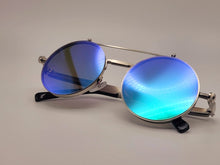 Load image into Gallery viewer, Steampunk Goggles Glasses Round Sunglasses Emo Retro Vintage Blue Pinkish