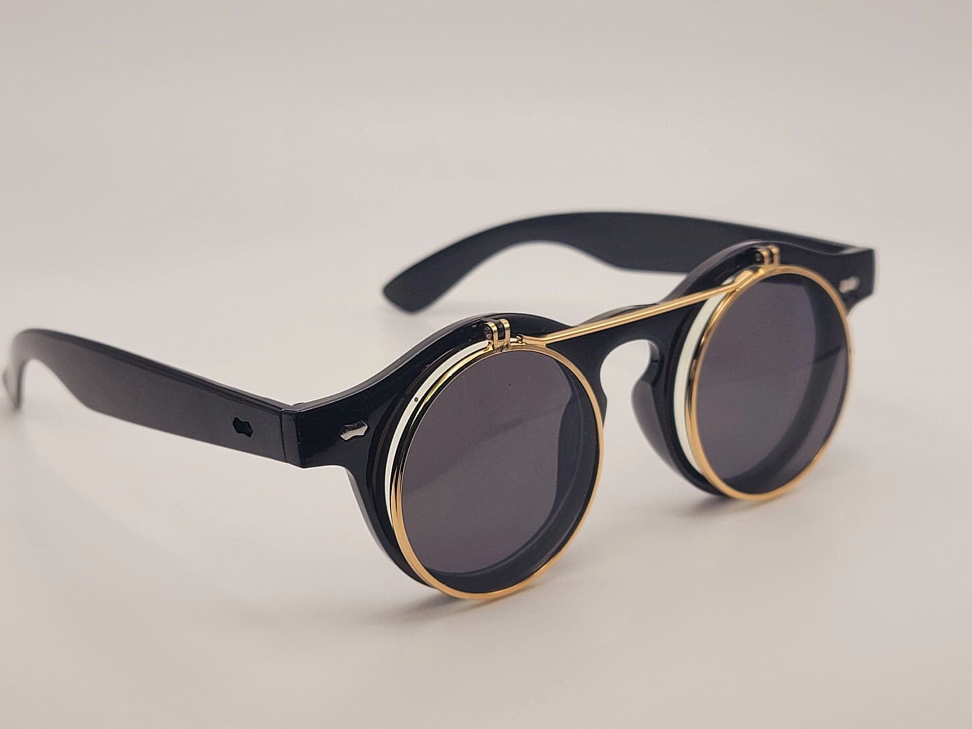 Brown Steampunk Glasses Cyber 50s Round Retro Vintage Goggles Sunglasses  UV400