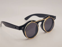 Load image into Gallery viewer, Steampunk Goggles Glasses Round Sunglasses Emo Retro Vintage Golden Black
