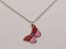 Load image into Gallery viewer, Butterfly Necklace - Trendy Butterfly necklace Silver tone - Gift for her Pink