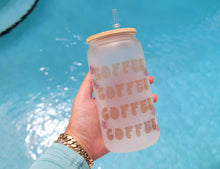 Load image into Gallery viewer, Coffee & Coffee Beer Can Glass | Boho Coffee Glass | Aesthetic Coffee Glass | 16 oz
