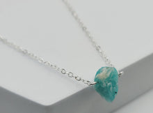 Load image into Gallery viewer, Silver tone Amazonite Small Raw Crystal Necklace - Minimalist Gifts, Summer Jewelry