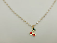 Load image into Gallery viewer, Pearl cherry Choker Necklace - Trendy Pearl necklace Gold tone