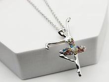 Load image into Gallery viewer, Ballerina Charm Necklace, Dancer Necklace, Ballet Gift, Silver Tone